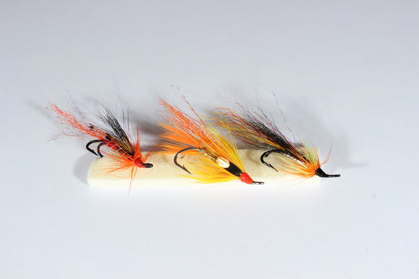 SET OF 3 DOUBLE LOW WATER HAIR WING SALMON FLIES, 1 ALLY'S , 1 CASCADE –  D.FORBES FLYTYING MATERIALS
