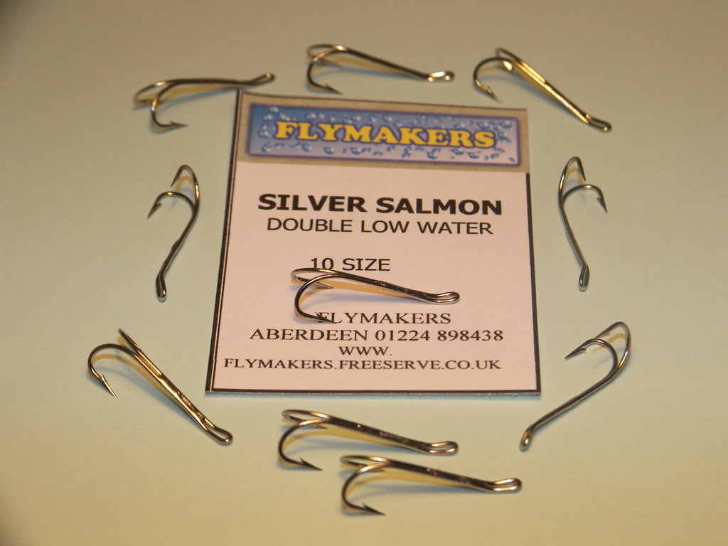 10 VMC Low Water SALMON DOUBLE Fly Fishing Hooks SILVER Size 8
